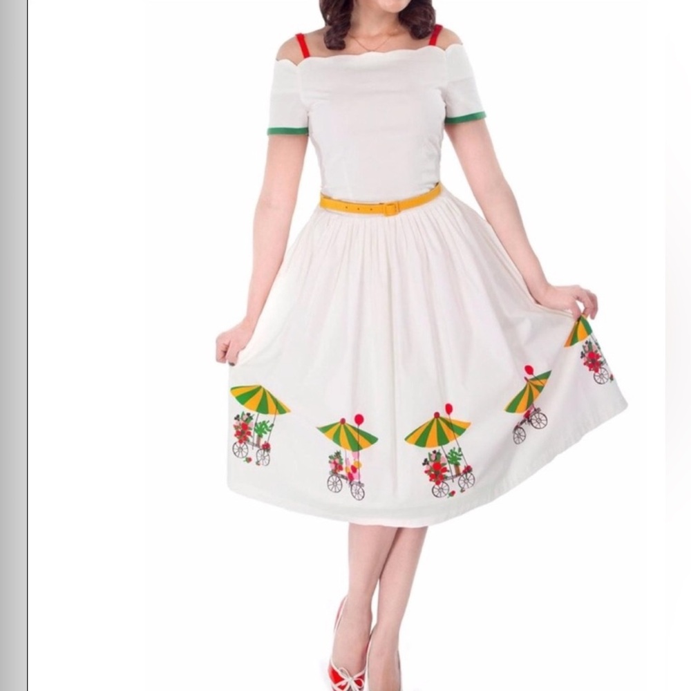 Tatyana flower and balloon cart pinup cotton Dress retro style garden party